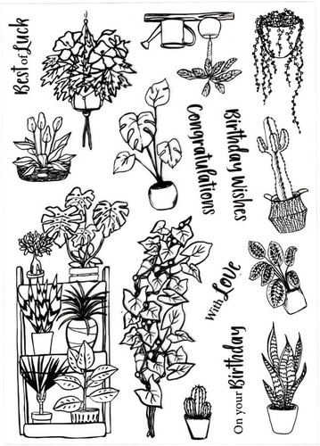 Spring Potted Plants Flowers Clear Stamps Silicone Stamp Cards with Sentiment... - Picture 3 of 6
