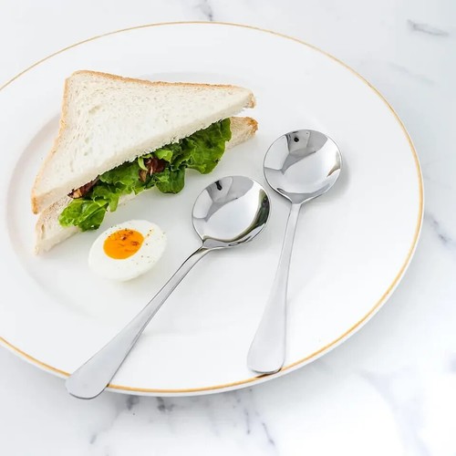 Cucharas de sopa premium de 8 piezas de acero inoxidable cucharas redondas grandes pesadas - Imagen 2 de 9