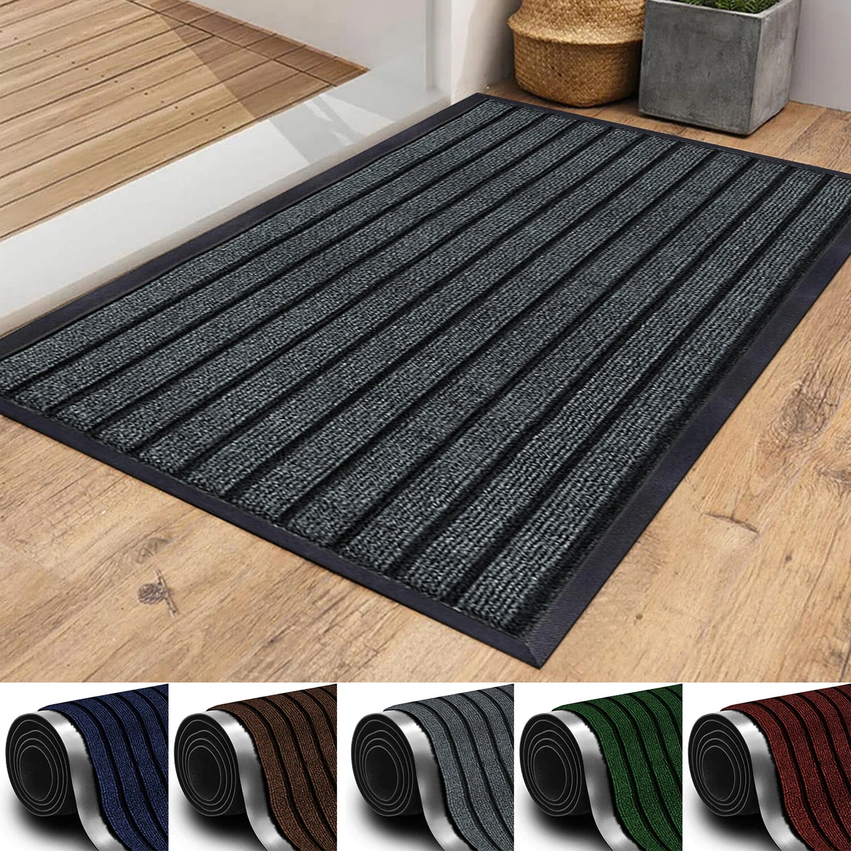 Non Slip Indoor Door Mats Large Washable Water Absorbent Dirt Resist Door  Mat UK