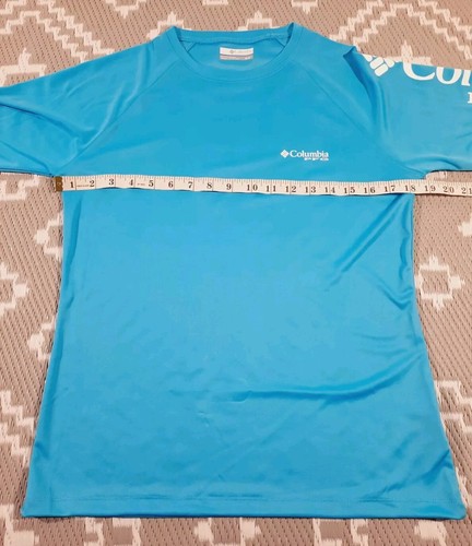 Columbia Womens Rashguard Medium UPF 50 UV Onmi-Shade Swim Shirt Blue Immaculate - Picture 15 of 17