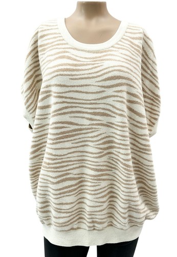 Barefoot Dreams CozyChic ultraleichter kurzärmliger Dolman-Pullover mit Zebramuster 2X
