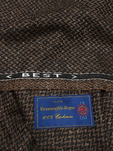 ERMENEGILDO ZEGNA Mongolian Cashmere Coat Fabric Brown Black Twill 3.0 meter - Picture 16 of 16
