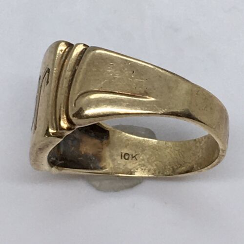 Antique American 10K GOLD SIgnet RIng 5.6 Gram Size 11 Engraved JGH - Picture 3 of 11