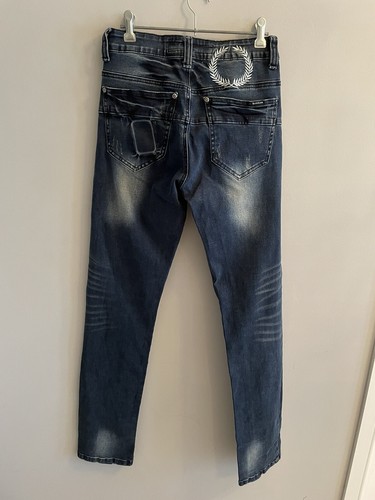 Bambam Distressed skinny Blue Denim Jeans Mens 30 Waist Casual Fit - Picture 9 of 14