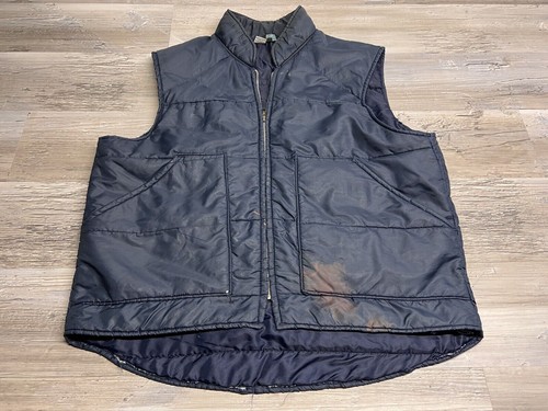 Vintage 60s Champion Running Man Puffer Vest Jacket Full Zip Blue Mens Size L