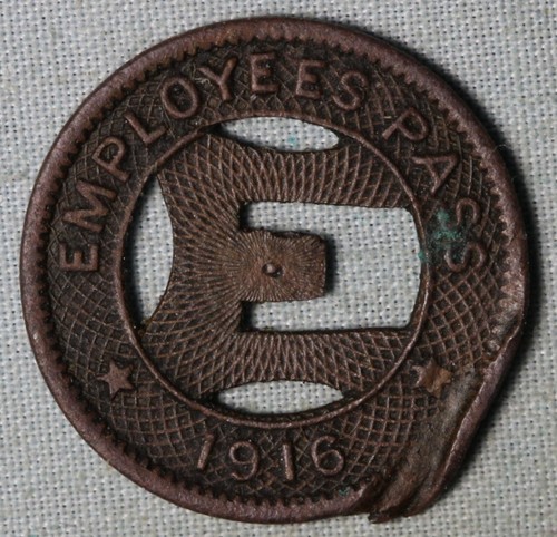 Rare 1916 Mobile Light & Railroad Co. Token ~ Streetcar Employees Pass Damaged