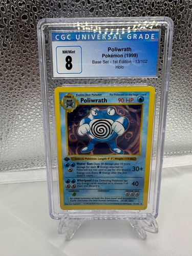 Pokemon Poliwrath Base Set Shadowless 1. Edition 13/102 CGC 8