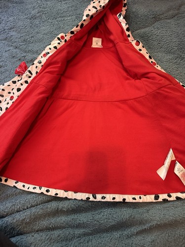 Disney Store 101 Dalmations Rain Jacket Girls Size 4 Hooded White Black Red - Picture 7 of 12