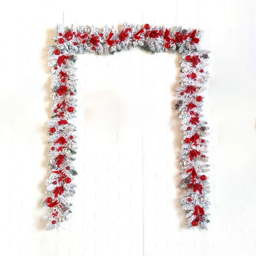 Christmas Snowy Christmas Wreath For Front Door Garland Xtmas Decoration Outdoor - Picture 14 of 17