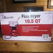 10.5 Qt Propane Gas Fish Fryer Aluminum Pot Strainer Heavy Duty Cooker Steamer