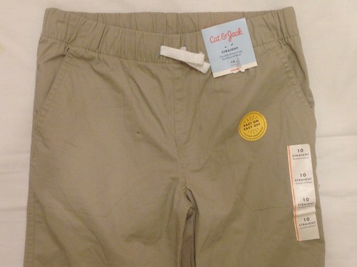Cat & Jack Boys' Flat Front Straight Fit Uniform Elastic Waist Chino Pants SZ 10 - Picture 3 of 5