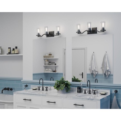 Bathroom Light Fixtures, 3-Light Bathroom Vanity Light, Matte Black Vanity Light - Picture 2 of 2