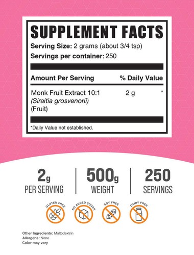 BulkSupplements Monk Fruit Extract Powder - Natural Sweetener - Sugar Substitute - Picture 10 of 12