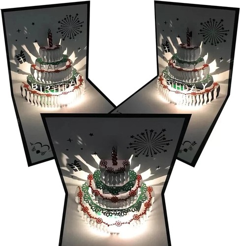 3D Pop Up Geburtstagskarten Auto Play Musik Erwärmung LED Licht Geburtstagskarte Pop Up - Bild 4 von 6