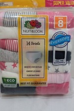 Fruit of the Loom Girls' 14 Pack Cotton Briefs Underwear Panties Size 8