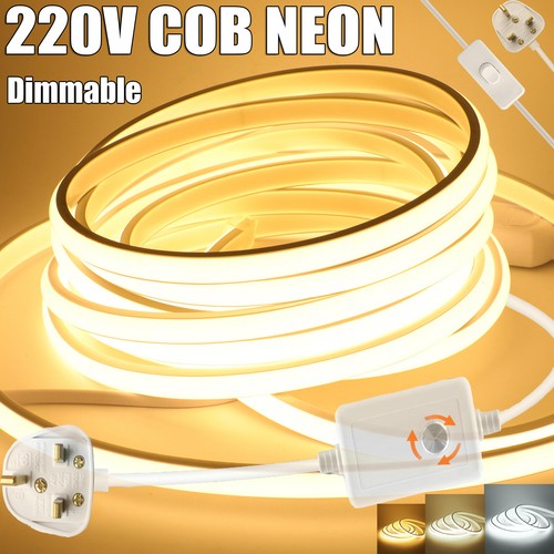 Neon COB LED Strip Lights 220V Flex Tape Lights Outdoor Waterproof IP67 Dimmable