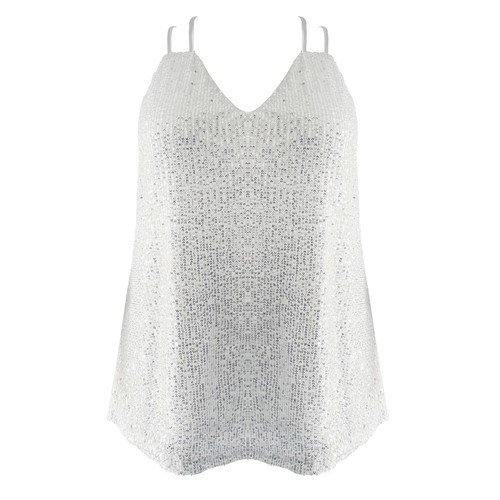Plus Size Women V Neck Vest Tops Glitter Sequin Christmas Party Shirts Tank Cami - Picture 11 of 21
