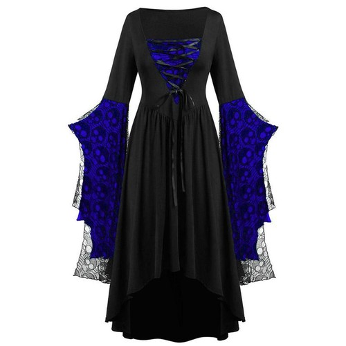 Damen Renaissance Mittelalter Hexe Kostüm Gothic Victorian langes Kleid - Bild 17 von 40