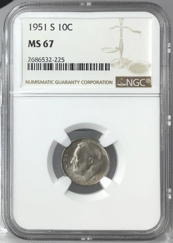 1951-S 10C Roosevelt Dime NGC MS67 #