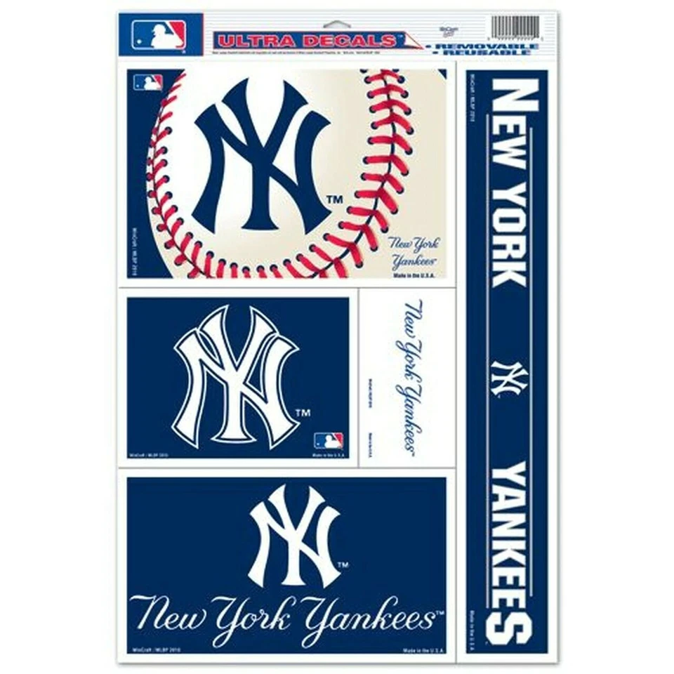 Set of 2-MLB New York Yankees 11x17 Sheets of 5 Multi-Use Decals Clings -New- - Image 2 of 2