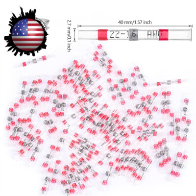 50pcs Red Heat Shrink Solder Wire Connectors for Marine Stereo Electrical Joint