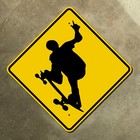 Skateboarder skate park warning marker road sign Wheeling West Virginia 12x12