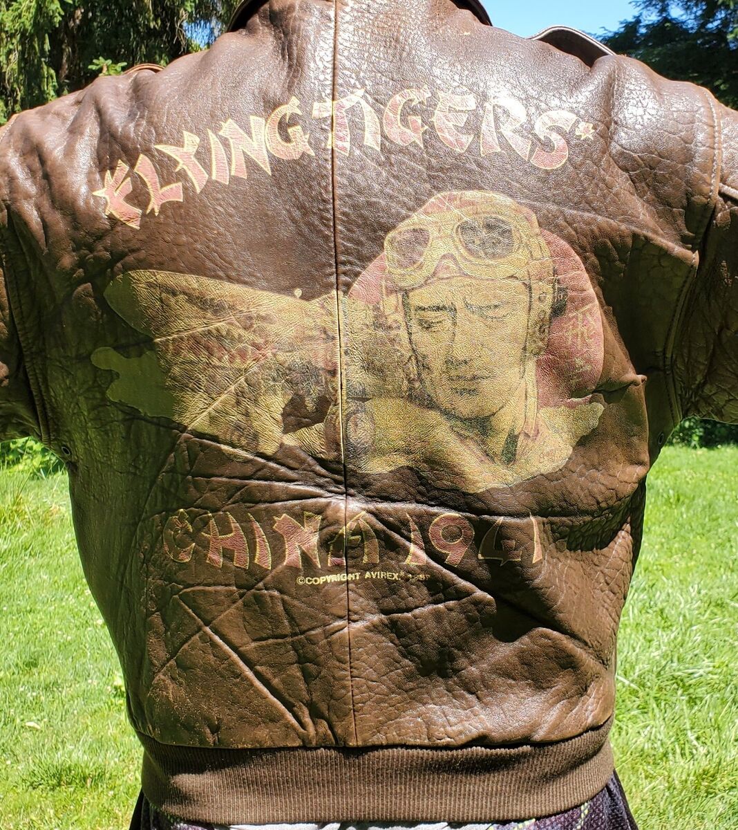 Avirex Vintage A2 Pilot's Brown Leather Jacket Flying Tigers Avirex Vintage A2 Pilot's Brown Leather Jacket Flying Tigers