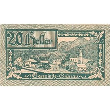 [#287720] Banknote, Austria, Grünau, 20 Heller, village, 1920, UNC Mehl:FS 300, 