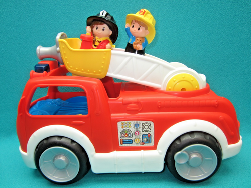 FISHER PRICE LITTLE PEOPLE LIFT & LOWER FIRETRUCK WITH TWO FIREFIGHTER -- G-36 - Picture 4 of 5