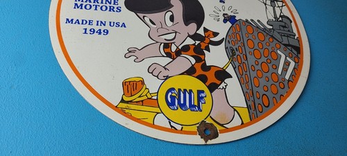 Vintage Gulf Gasoline Sign - Pride Oil Marine Gas Pump Station Porcelain Sign - Picture 6 of 15