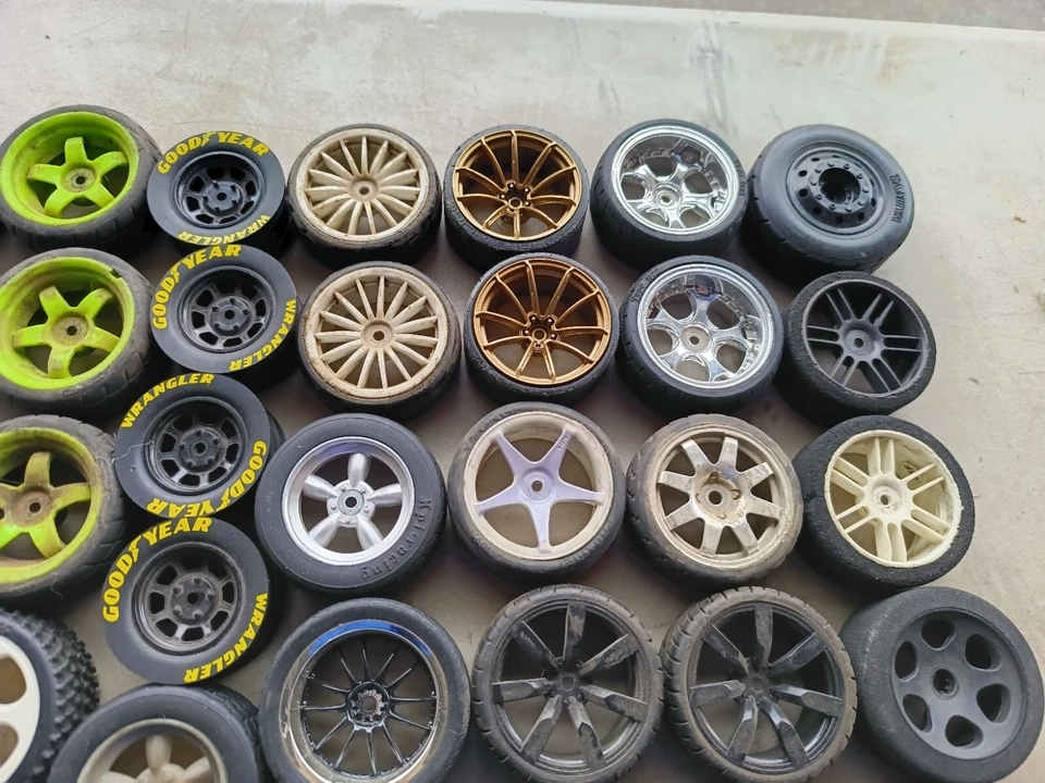 Large Rc Car Wheel / Tire Lot Small Scale 1/10 Drift Foam Hard Tires Sets Etc - Image 3 of 4