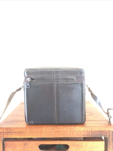 VTG Genuine Brown Leather Camera Hard Case With Strap USA Made Top Grain Cowhide - Picture 2 of 7