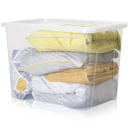 Clear Plastic Storage Box with Lids Stackable Nestable Containers Home Office - Picture 52 of 59