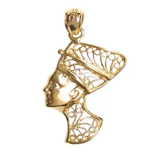 New 14k Yellow Gold Nefertiti Charm Pendant