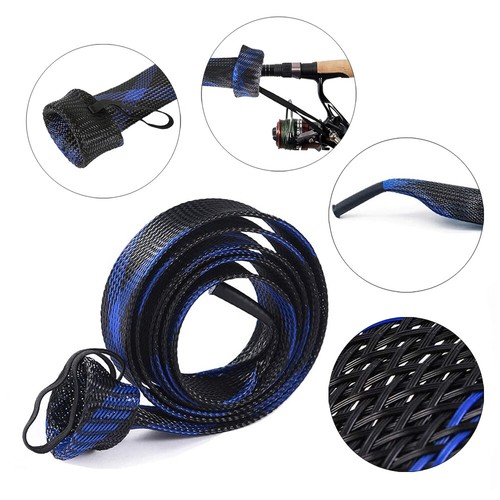 2pcs Fishing Rod Sleeve Sock Fishing Rod Cover Scalable Braided Mesh Rod - Picture 4 of 22
