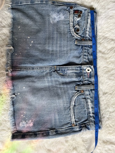 VTG Y2K Miss Me Skirt Blue Jean Short Floral Inside Trim Redondo Denim J53061 - Picture 8 of 10