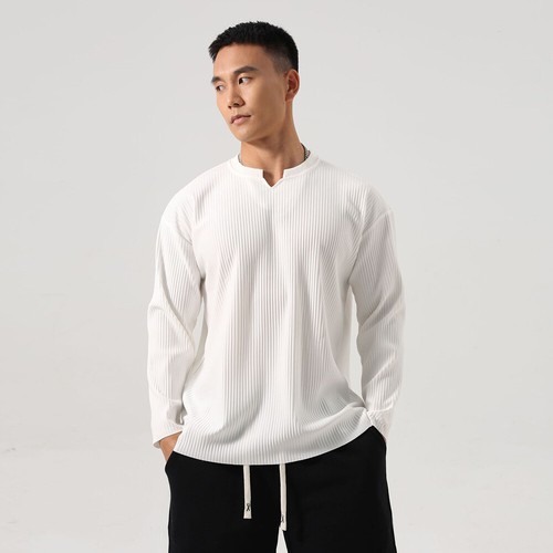 Men Long Sleeve T-Shirt Pullover Sweatshirts Casual Quick Drying Solid Loose Tee - Bild 26 von 29