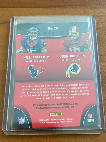 2016 camiseta doble de fútbol americano Panini Rookie Stars #20 completa/Doctson #/99 - Imagen 2 de 2
