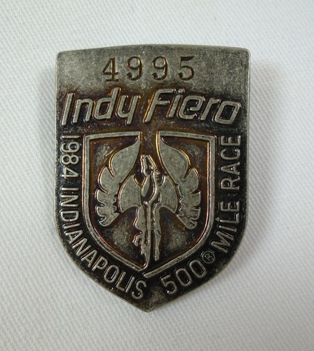 1984 Indianapolis 500 Silver Pit Badge 1180 Pontiac Fiero Rick Mears Team Penske