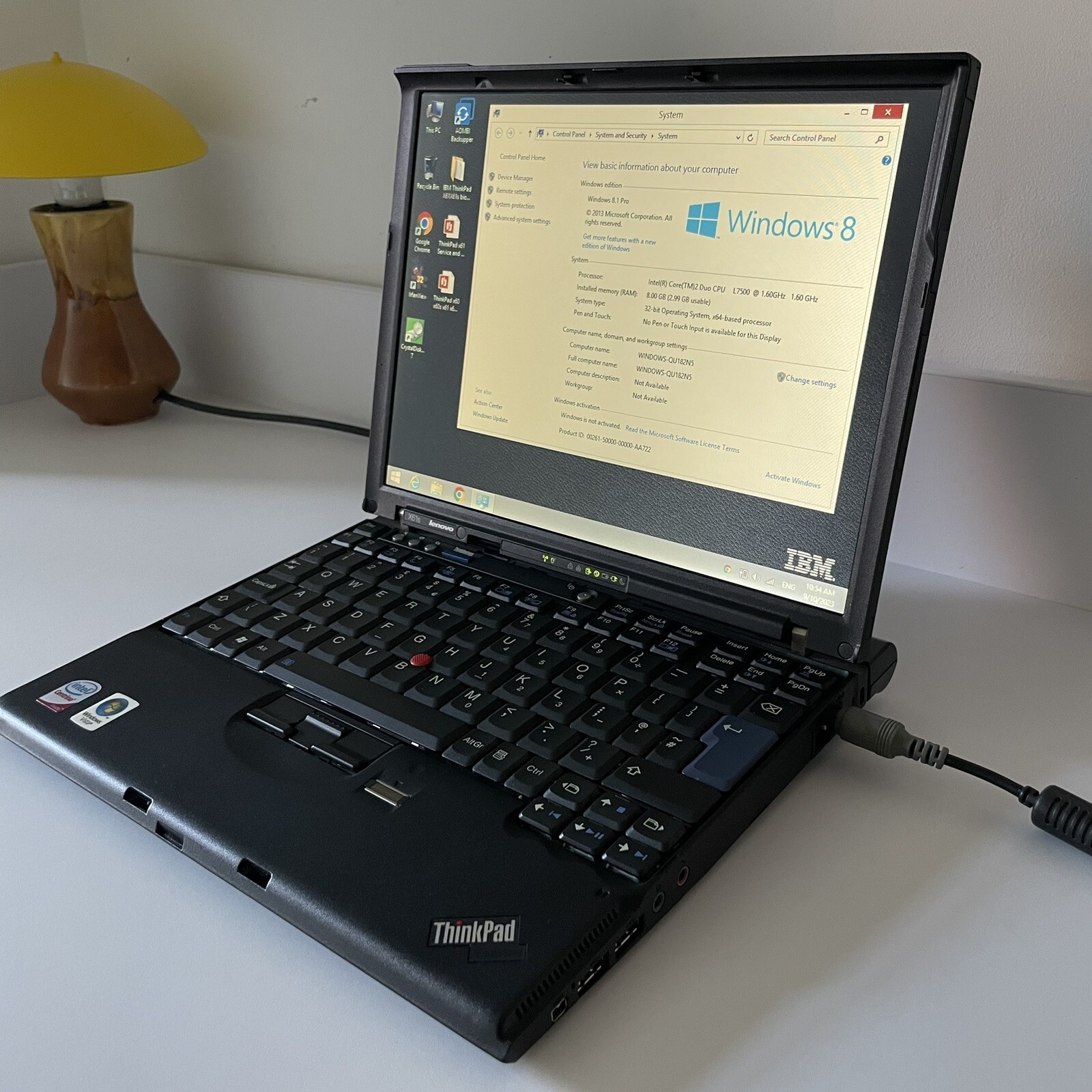 Lenovo IBM Thinkpad x61s Core 2 Duo L7500 2x4GB 8GB RAM 80GB 12,1 Clean Tested - Picture 8 of 12