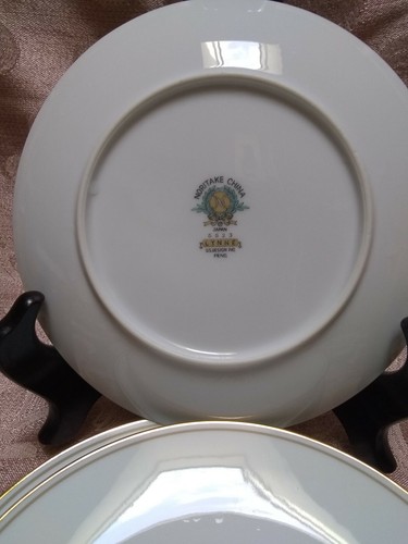 Vintage Noritake China Lynne 5 Bread Dessert PLATES 5523 EC MCM Blue Gold 6 1/4" - Picture 3 of 4