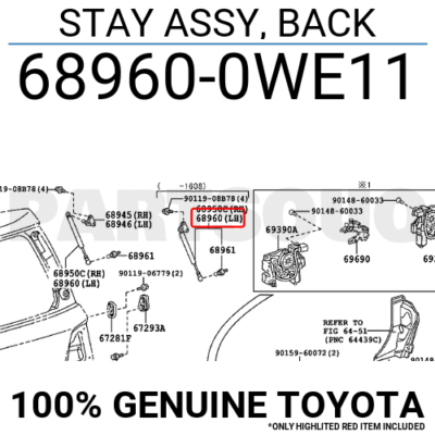 プレーステーション3 689600WE11 Genuine Toyota STAY ASSY, BACK 68960-0WE11 | eBay