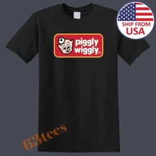 Piggly Wiggly Store Funny Cartoon Men's Black Size S to 5XL