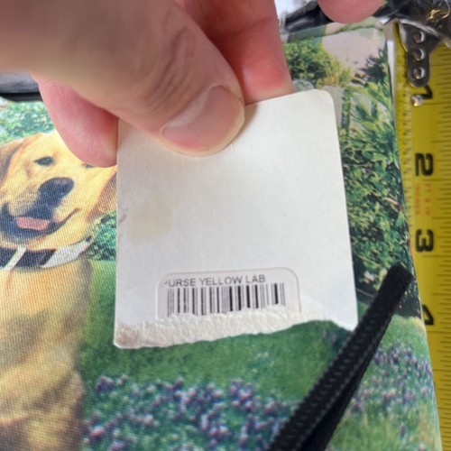 Borsa a tracolla donna Blossom Collection verde giallo labrador cani cerniera S nuova - Foto 6 di 6