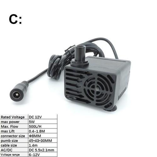 Mini bomba de agua USB de fuente de CA CC sin escobillas sumergible 5V 12V 1w 3w acuario - Imagen 11 de 13