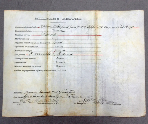 Agrupación de documentos 1898-1907 para el sargento primero John Leonard, USMC - Imagen 4 de 21