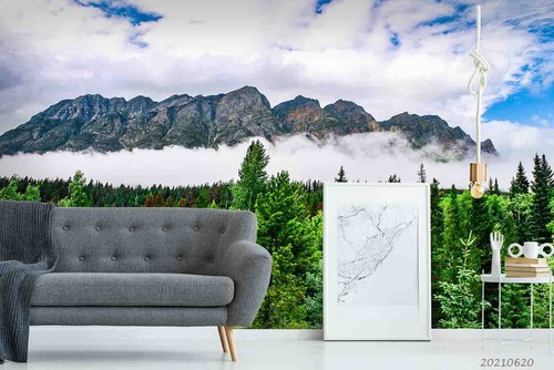 3D Mountain Forest Sky Landscape Self-adhesive Removeable Wallpaper Wall Mural - Picture 2 of 9