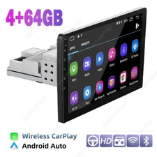 Single 1Din Car Stereo Radio Apple/Android CarPlay Touch Screen BT Player 4+64GB