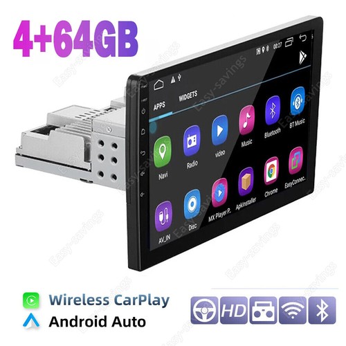 Single 1Din Car Stereo Radio Apple/Android CarPlay Touch Screen BT Player 4+64GB - Picture 1 of 18