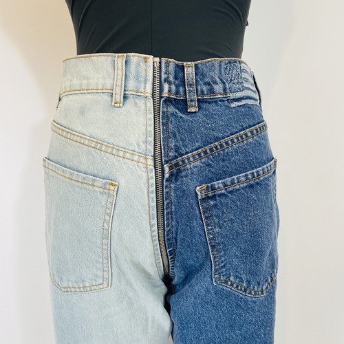 Revice Yin Yang Jeans Size 31 Womens High Rise All Around Zipper Two Tone Blue - Picture 10 of 10